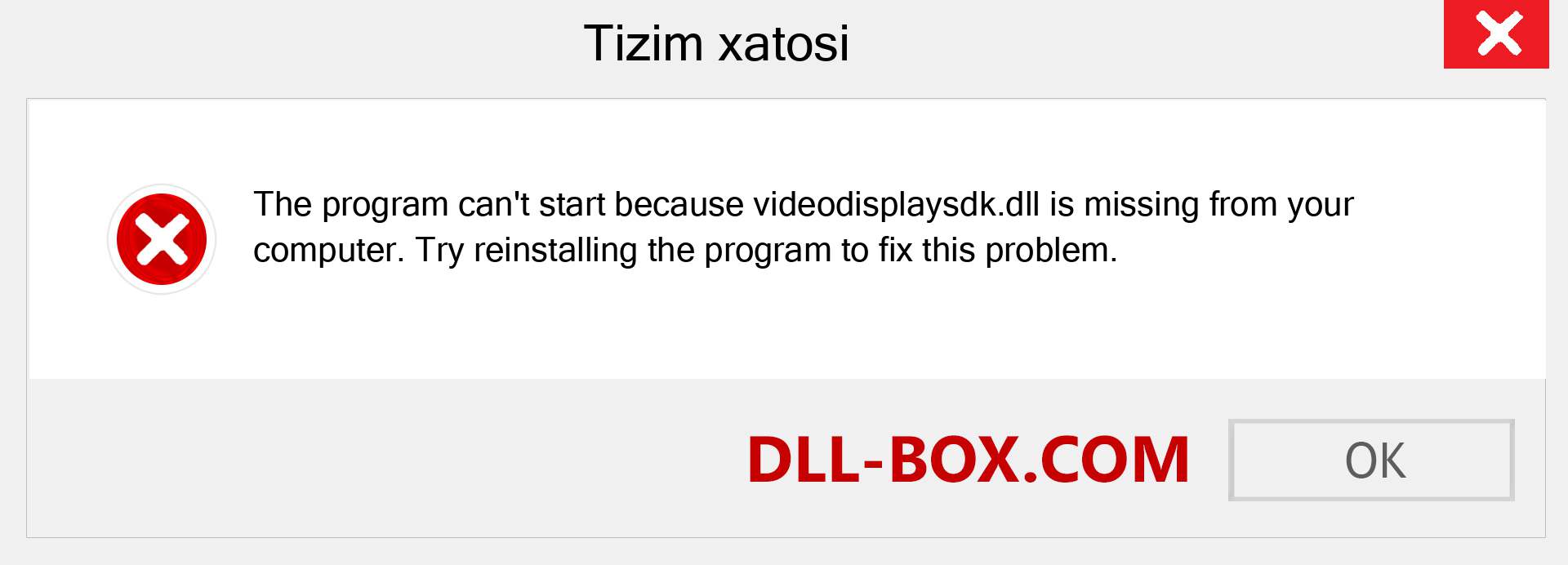 videodisplaysdk.dll fayli yo'qolganmi?. Windows 7, 8, 10 uchun yuklab olish - Windowsda videodisplaysdk dll etishmayotgan xatoni tuzating, rasmlar, rasmlar